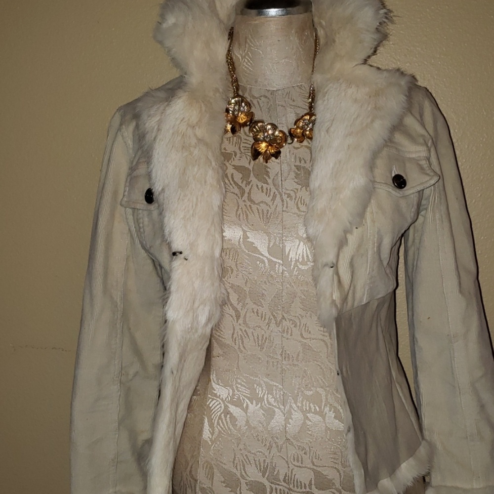 Bebe fur cream jacket